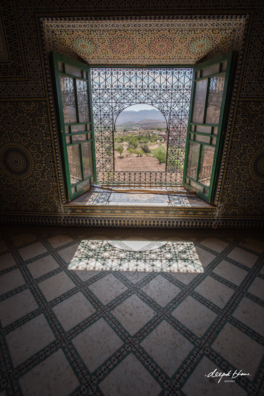 the-Telouet-Kasbah-Morocco-inside-tiles-desgns-window-view