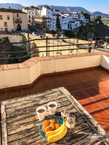 Ronda-bridge-Spain-breakfast-coffee-cereal-bananas